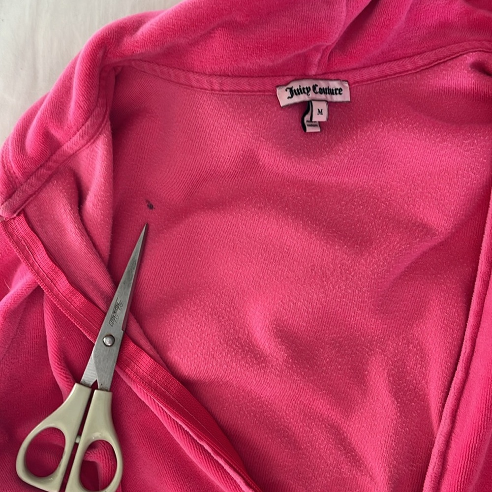 Juicy Couture Y2K VTG hot pink velour track  hoodie ChooseJuicy gold glitter Med - Picture 11 of 16